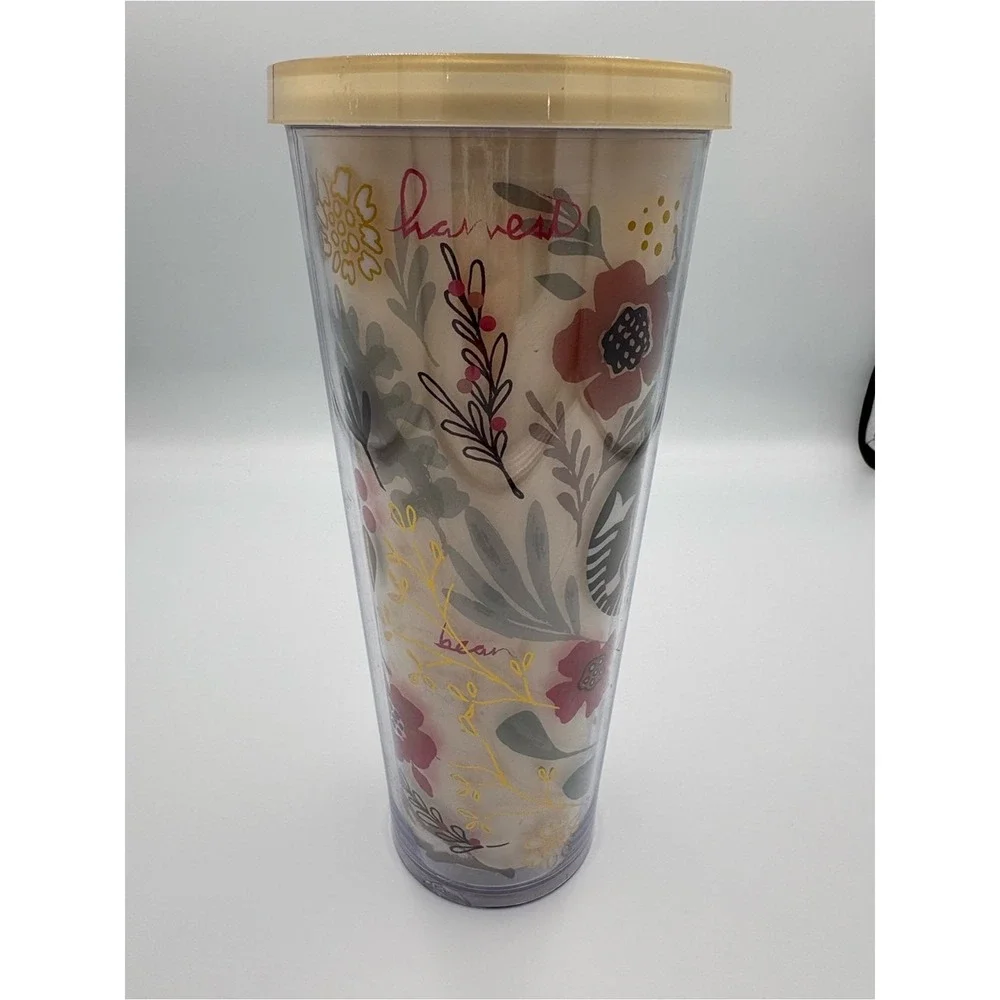 2014 Starbucks Floral Harvest Venti (24oz) Cold Cup Tumbler